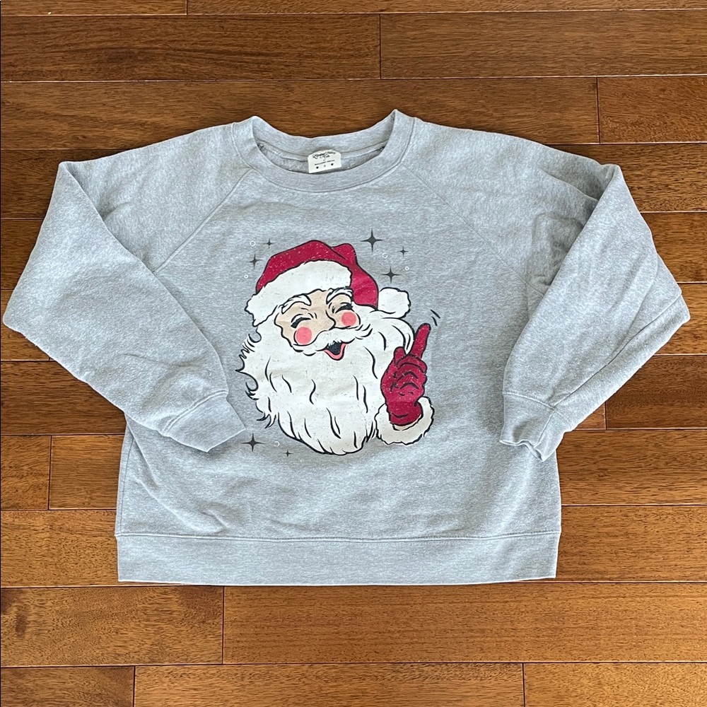 Gray Santa Crew Neck Sweatshirt